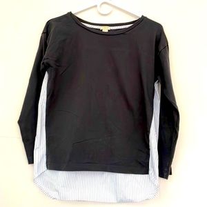 J Crew Mixed Media 100% Cotton T-shirt & Pinstriped Shirt Combo, Size Small